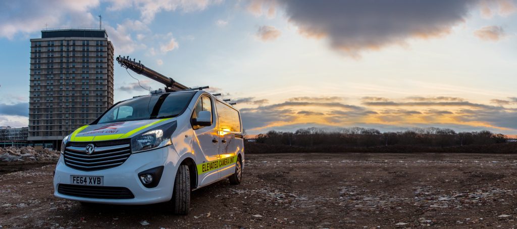 High Level Mast Vehicle at Sunset